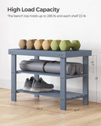 SONGMICS Shoe Rack Bench, 3-Tier Bamboo Entryway Bench, 27.6 Inches Width