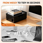 Wooden Cable Management Box - A Stylish Cable Storage Box, Suitable for Power sockets, USB Hiding, TV Cables, Desktop and Floor Cables - a Large Cable Storage Box for Management