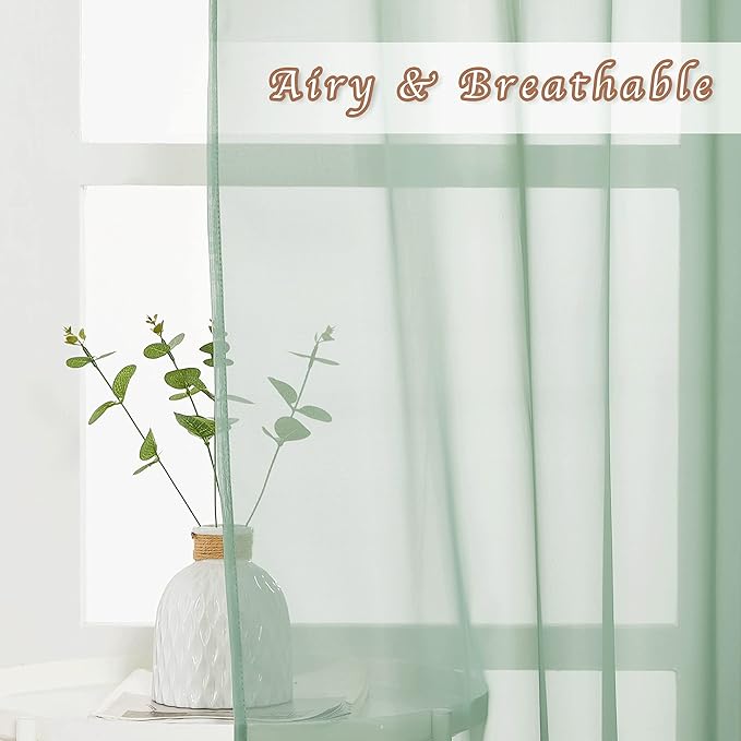 NICETOWN Sheer Sage Green Curtains - Image 3