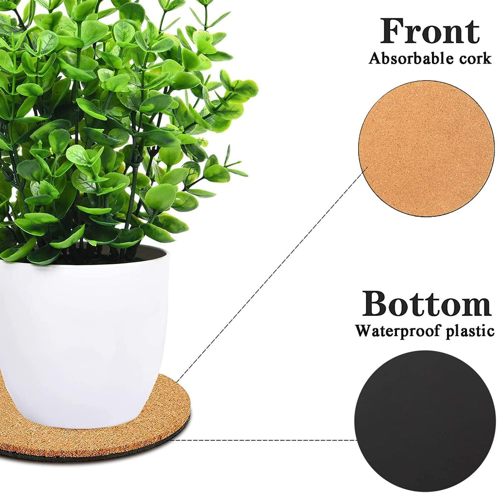 10 Pack 3 Sizes Cork Plant Coasters, 4/6/8 Inch Cork Plant Mats for Plants