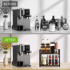 Countertop Shelf Organizer,Coffee Bar Accessories,Spice Rack,Coffee Counter Shelf,2 Tier Coffee Organizer Station for Mugs,Cups,Cream,Syrup(Rustic Brown, Small)