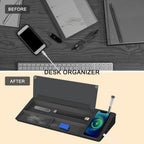 SELEAD Desktop Glass Whiteboard with Wireless Charger and Storage, Black