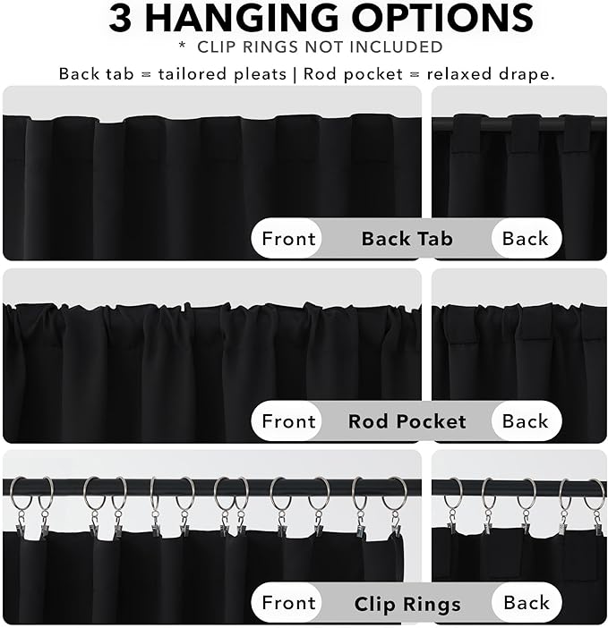 Deconovo Blackout Curtains, Thermal Insulated, W42 x L95 2 Panels, Back Tab - Image 2
