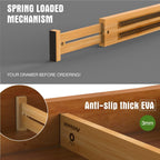 4 Pcs Expandable Bamboo Drawer Dividers, Fits 17.6-21.6" Drawers