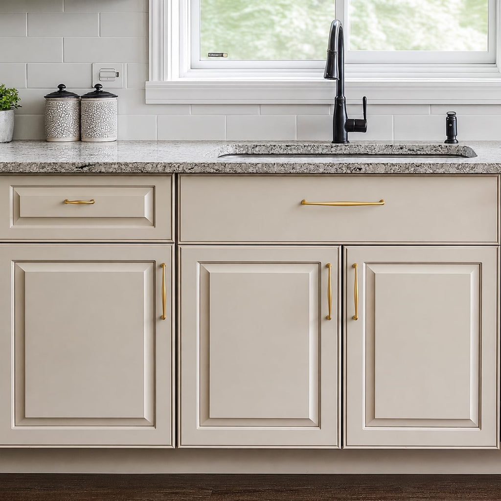 Ravinte Brushed Brass Cabinet Handles Solid Handles,10 Inch,5 Pack