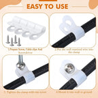 Hicarer 100 Pcs R-Type Cable Clips with Screws, 1/4" Wire Cord Organizer