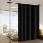 100% Blackout Room Divider Curtains Sets Black 1 Panel W100 x L84in No Drill Curtain Rods(H) 43-120×(W) 35-100 in for Bedroom Privacy Partition Separator