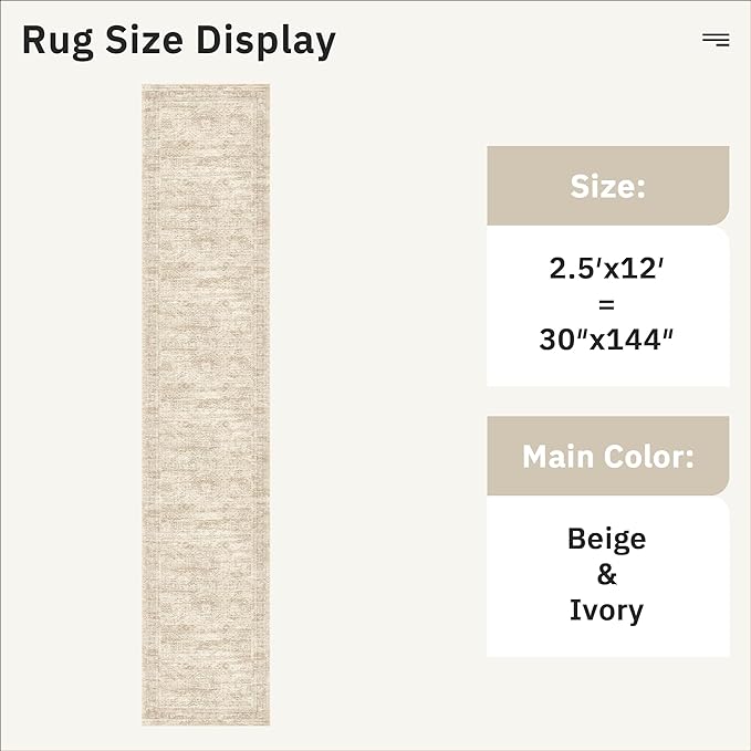 Runner Rug 2'6" x 12' Washable Non-Slip Runner Rugs - Image 4