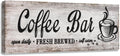 Rustic Wood Grain Coffee Station，Retro Coffee Bar Signs for Kitchen 6x17