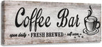 Rustic Wood Grain Coffee Station，Retro Coffee Bar Signs for Kitchen 6x17