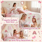 Erosebridal Girls Pink Bow Initial Twin Comforter Set with Sheets - Monogrammed Letter A Bows Bedding Set 7 Piece for Kids Teen, Pink White Ribbon Bow Tie Fitted Flat Sheet, Cute Bowknot Bed Set