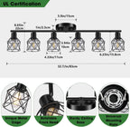 Baocuz 6-Lights Black Semi Flush Mount Ceiling Light, Multi-Directional Ceiling Light Fixtures, Rotatable Kitchen Track Lighting Fixtures with Wire Cages for Living Room, Dining Table, Foyer