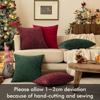 MIULEE Pack of 2 Green Throw Pillow Covers 16x16 Inch Soft Chenille Pillow - Image 6