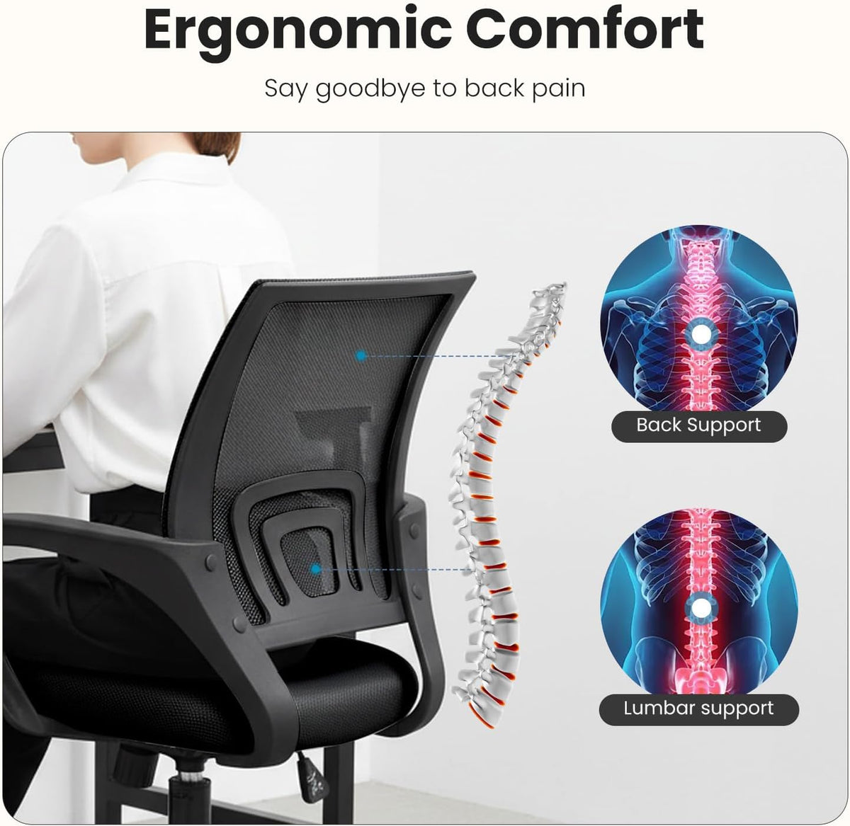 DUMOS Ergonomic Office Chair, Mid-Back Comfy Executive Desk Chair Set of 2