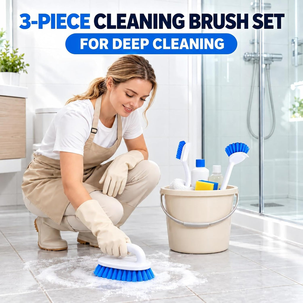 3 Pack Cleaning Brush Scrub Brush Kitchen Brush for Floor, Blue