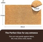 KANKUN Coco Coir Door Mat with Heavy Duty Backing, Welcome Doormat, Doormat - Image 3