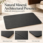 Stone Bath Mat, Quick Drying Bath Mat for Bathroom, Diatomaceous Earth Mat, Quick Dry Shower Mat, Fast Absorbent, Elegant Design, Easy to Clean - Black 23.6×15.35
