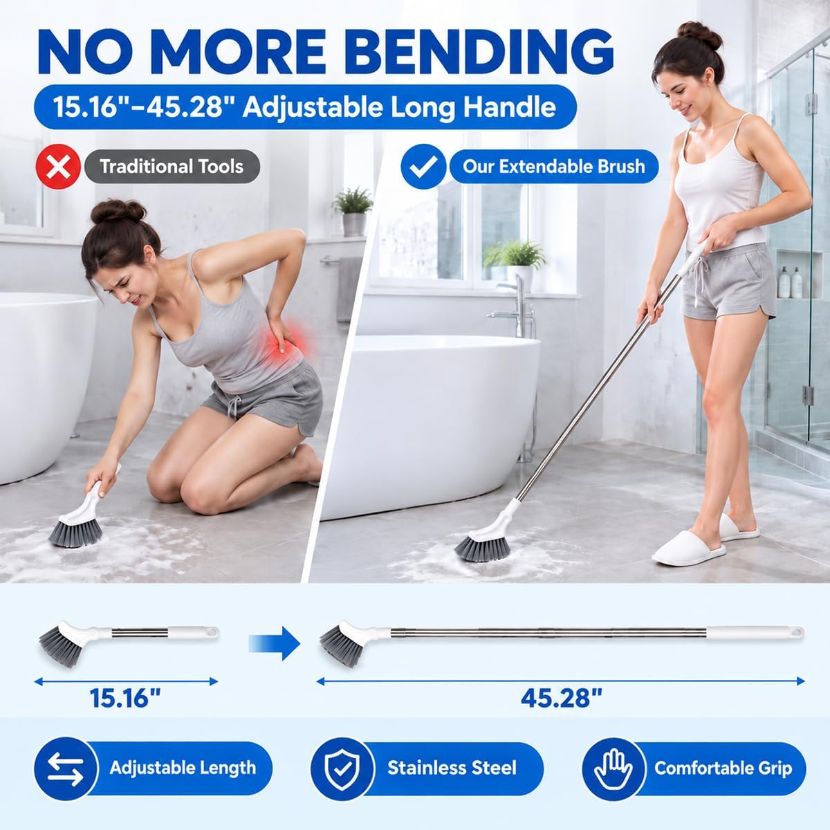 Revice Cleaning Brush,Extendable Crevice Cleaning Brush 2PCS