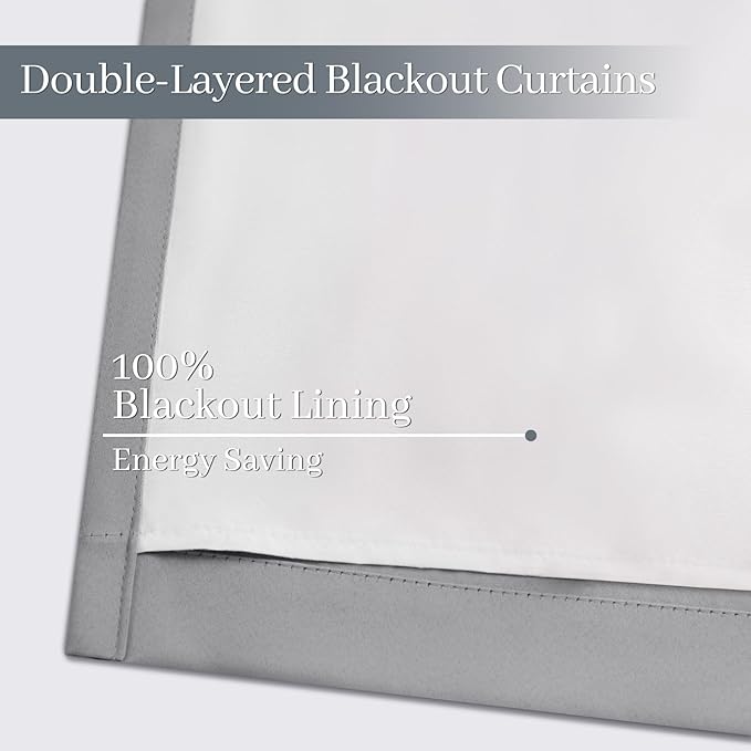 Yakamok Dove Grey 100% Blackout Curtains Grommet Window Treatments - Image 4