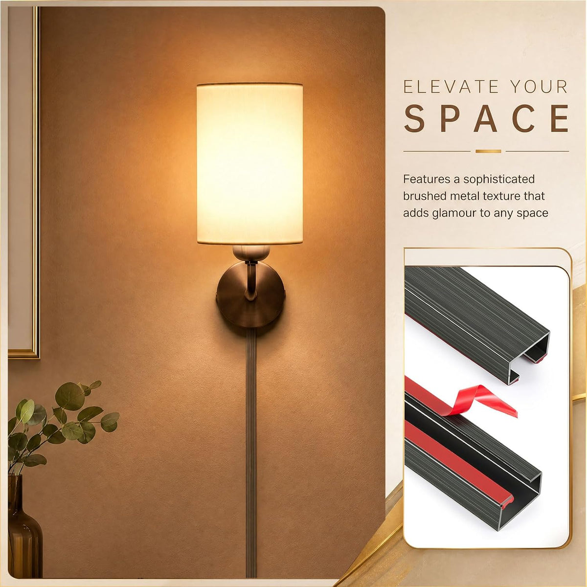 Lounsweer 2 Set Bronze Metal Cord Cover, 60" Segmented