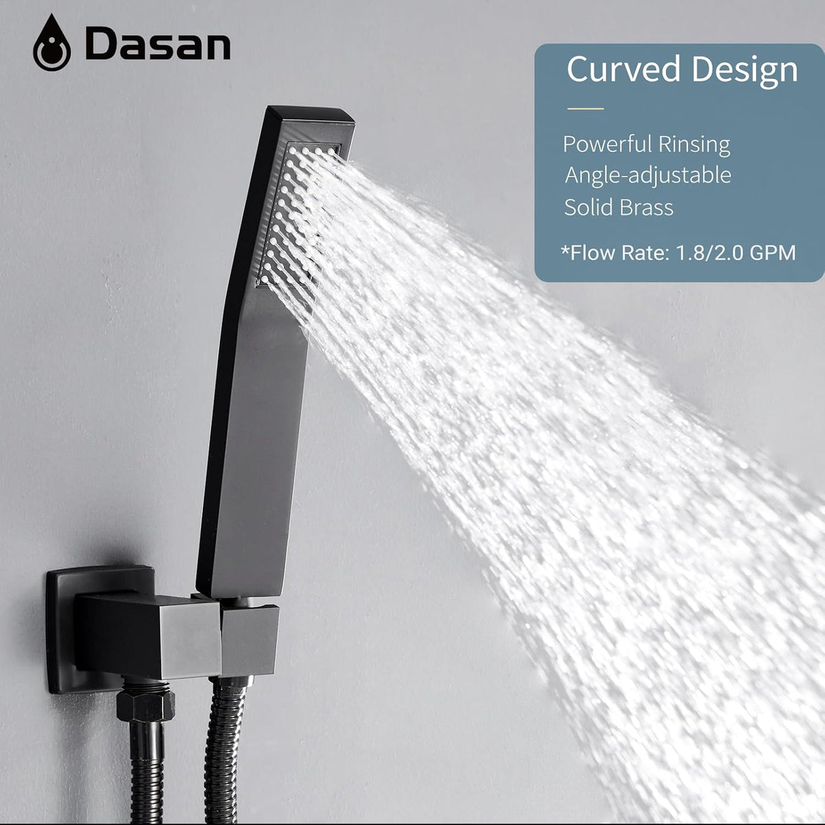 DASAN Tub Shower Faucets Sets Complete Matte Black Bathtub Shower System with Waterfall Tub Spout, Bathtub Faucet Set Tub and Shower Faucet Combo Trim Kit with Valve