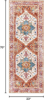 Yamaziot Washable Runner Rug, 2x6 Non-Slip Boho Vintage Hallway Rug Runner - Image 2