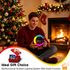 5-in-1 Smart LED Table Lamp with Wireless Charger, Bluetooth Speaker, Alarm Clock, Night Light, Bedside Lamp Charging Station for Bedroom Nightstand Dorm Desk, Home Decor, Gifts for Teen Boys Girls