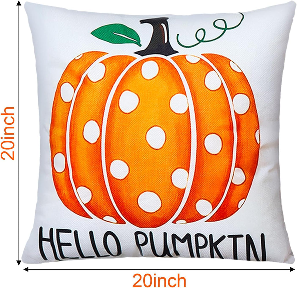 multiwins Fall Pillow Covers Pumpkin Polka Dot 20x20 4Pcs Double-Sided