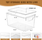 6 Pack Clear Storage Bins with Lids, 7 Quart Pantry Organizer Bins