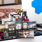 Acrylic Clear Makeup Organizer Countertop,Stackable Skincare Organizer for Vanity With 8 Drawers,Large Plastic Desk Accessories Organization,Bathroom Cosmetic Organizer Countertop for Beauty,Skin Care