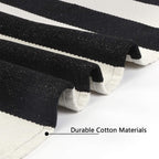 LEEVAN 2x4.3 Small Black and White Striped Layered Woven Outdoor Door Mats