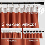 MIULEE Back Tab Burnt Orange Blackout Curtains 90 Inch Long 2 Panels Set - Image 3