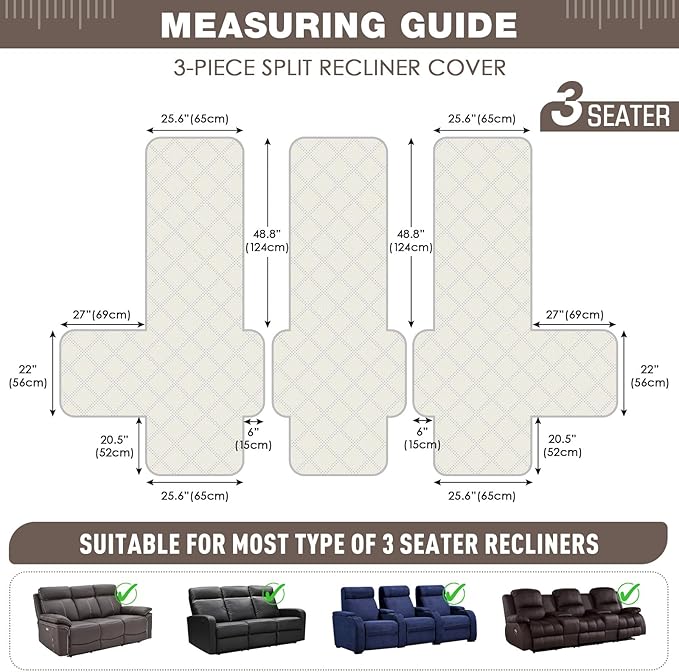 TAOCOCO 100% Waterproof Recliner Sofa Cover, Non Slip Split Couch Covers - Image 5