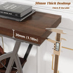 HavenlyYouth Leaf Design Console Table for Entryway, 3-Tier Storage, 30mm Thick Industrial Metal Frame, Easy-to-Assemble Narrow Accent Table, Space-Saving for Hallway, Entrance, Foyer.Walnut