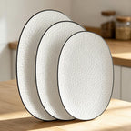 Roeveca 15" Large Serving Platter - Oval Large Serving Tray, Ceramic Serving Dish, White Platters for Serving Food, Appetizers, Entertaining, Party, Set of 2