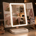 Makeup Mirror with Lights, Rechargeable Trifold 1X/2X/3X Magnification