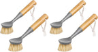 MR.SIGA Dish Brush with Bamboo Handle Built-in Scraper, Pack of 2