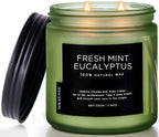 M&SENSE Eucalyptus & Mint Home Scented Candles, 11.6oz Organic Soy Wax, 70H