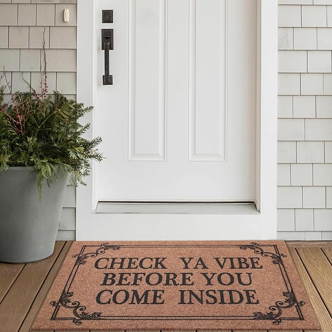 Front Door Indoor Outdoor Entrance Doormat Brown Rubber Welcome Door Mat Come - Image 5