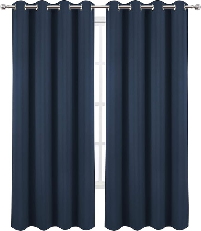 LEMOMO Navy Blue Thermal Blackout Curtains/52 x 95 Inch/Set of 2 Panels Room - Image 2