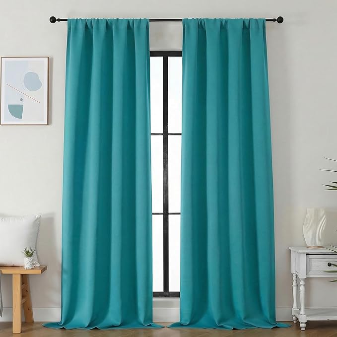 Simplebrand Ava Teal Blackout Curtains by Simplebrand