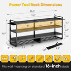 Large Power Tool Organizer Wall Mount,4 Layers Heavy Duty Metal Loads 400lbs,Power Tool Shelf Battery Storage with 8 Cordless Drill Holder,Utility Racks for Garage Workshop