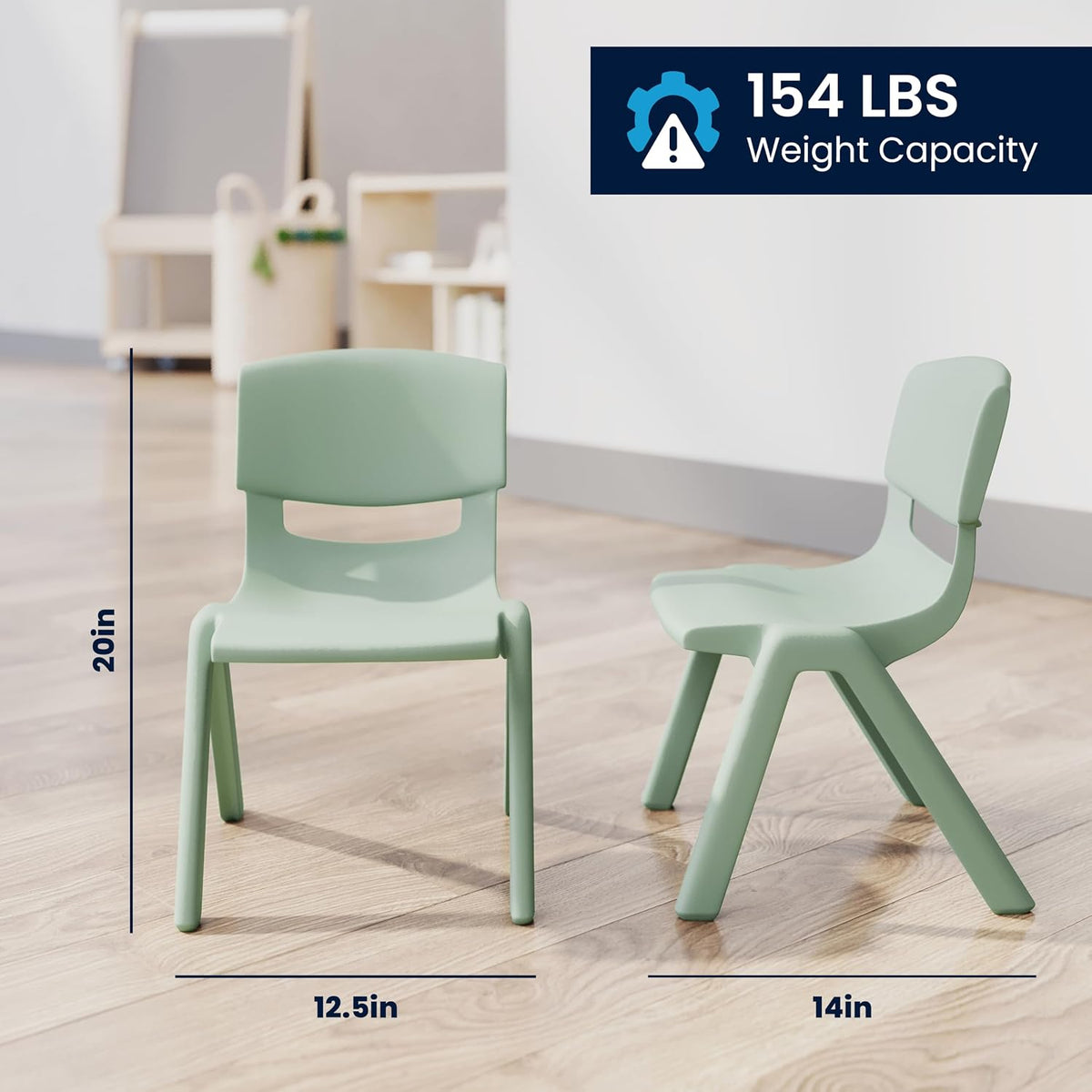 Flash Furniture Stackable Plastic School Chair, Sage, Set of 10