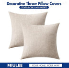 MIULEE Pack of 2 Couch Throw Pillow Covers 18x18 Inch Soft Light Brown Chenille - Image 6