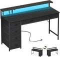 Somdot 47 Inch Gaming Desk with Power Outlet and LED Lights, Computer Desk