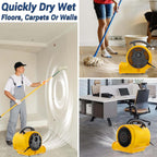 Air Mover Blower Fan, Industrial 1/3HP 1200CFM Monster Floor Blower Carpet Dryers - 3 Speeds Switch, 4 Adjustable Angles, 15FT Long Cord, Stackable - 2025 Upgraded