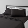 Amazon Basics Lightweight Super Soft Easy Care Breathable Microfiber 4 Piece Cozy Comfortable Bed Sheet Set, Wrinkle Resistant with 14-Inch Deep Pockets, Queen, Black, Solid