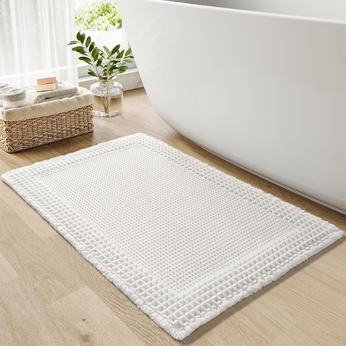 RESARE Waffle Bathroom Runner Rugs, Super Absorbent Bath Mat Non Slip Washable by Resare