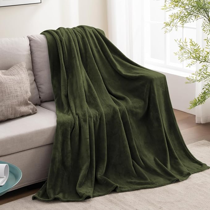 BEDELITE Fleece Blanket Olive Green Throw Blankets - Image 5
