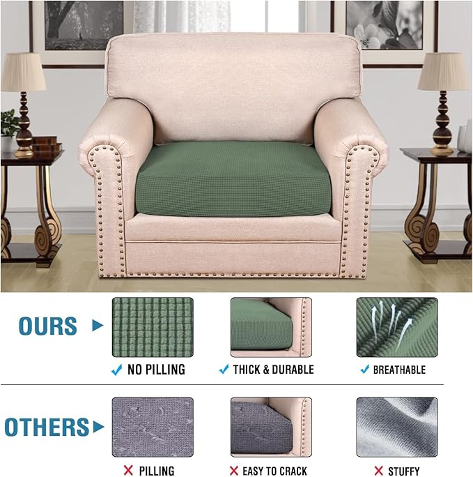 H.VERSAILTEX Super Stretch Individual Seat Cushion Covers Sofa Covers Couch - Image 2